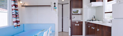 luxe kamperen Frankrijk (interieur stacaravan)