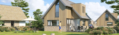 Een modern, houten vakantiehuis op Landal Drentse Lagune, gelegen aan een privé zandstrandje direct aan de recreatieplas.