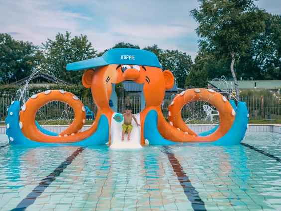 Kleurrijk octopus-speeltoestel in het ondiepe zwembad van Resort Kaatsheuvel